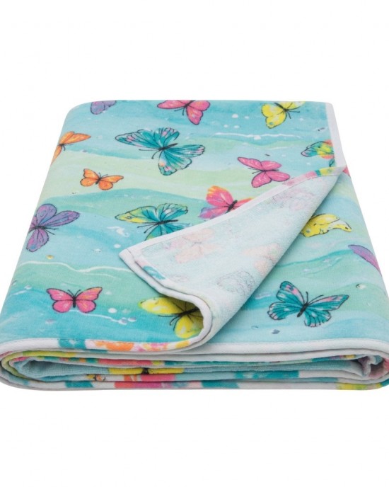 Vtg Beach Towell Butterflies Colorful Sea Drift Swimming Beach