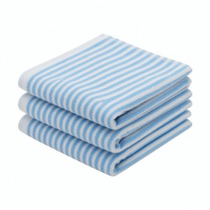 Imabari Towel Wash Towel Set of 3 Light Blue Striped 36cm x 34cm