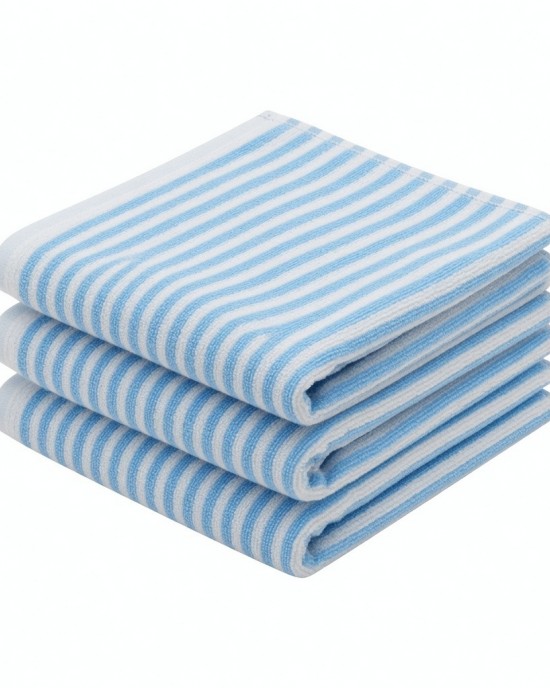 Imabari Towel Wash Towel Set of 3 Light Blue Striped 36cm x 34cm