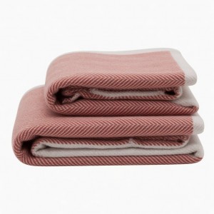 Imabari Towel Set 2pcs Herringbone Pattern Face & Hand Towels Red Logo