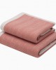 Imabari Towel Set 2pcs Herringbone Pattern Face & Hand Towels Red Logo