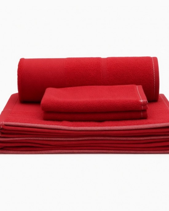 Imabari Towel Set Compact Bath Towel 46×100 Red Gauze Face Towels 34×80