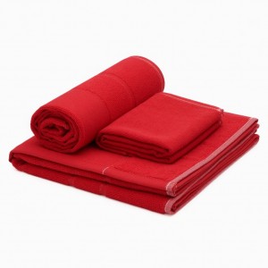 Imabari Towel Set Compact Bath Towel 46×100 Red Gauze Face Towels 34×80