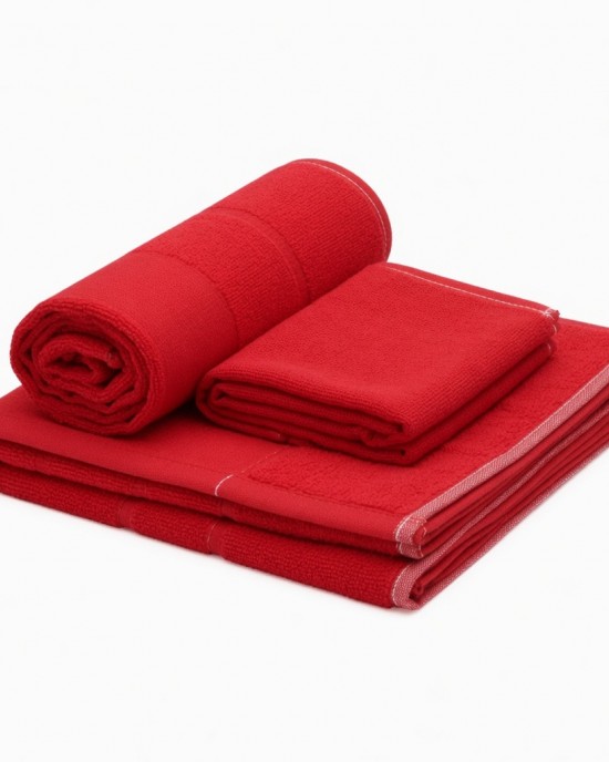 Imabari Towel Set Compact Bath Towel 46×100 Red Gauze Face Towels 34×80