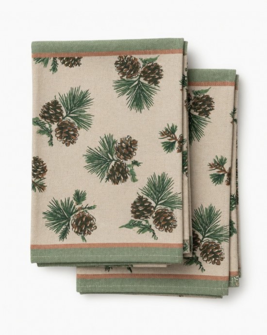tea towel set of 2 Handmade Forest Pine Cones