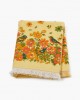 Vintage Stevens Utica 70s Bath Towel Yellow Floral Bird Fringe Retro Cotton