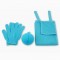 1 Set 3Pcs Shower Gloves Bath Ball Back Rub Towel 3-Piece Shower Kit (Cyan)