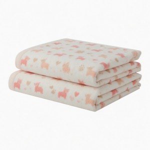 Kassafina PUPPY LOVE Dogs Hearts Set Of 2, Bath & Hand Towel, Corgi, Terrier