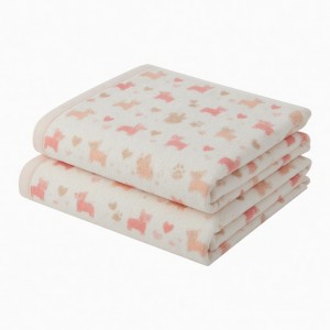 Kassafina PUPPY LOVE Dogs Hearts Set Of 2, Bath & Hand Towel, Corgi, Terrier