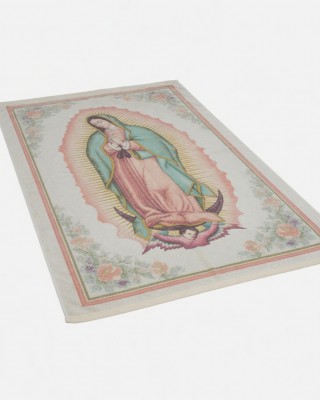 Vtg Kaufman Our Lady of Guadalupe Beach Towel Virgin Mary 100% Cotton 58