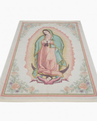 Vtg Kaufman Our Lady of Guadalupe Beach Towel Virgin Mary 100% Cotton 58