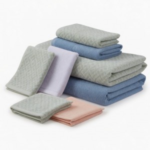 Oxford 6Piece 100% Cotton Towel Set – Yarn Dyed Jacquard & Solid – Includes 2