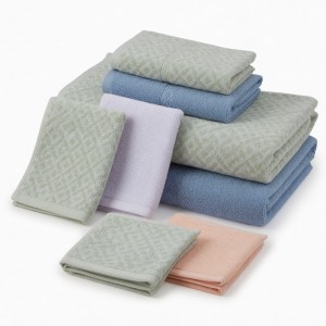 Oxford 6Piece 100% Cotton Towel Set – Yarn Dyed Jacquard & Solid – Includes 2