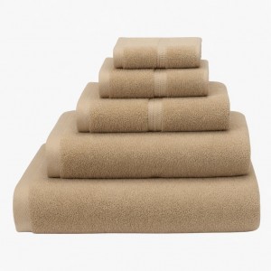 Organic 6-Piece Tan Cotton Bath Towel Set