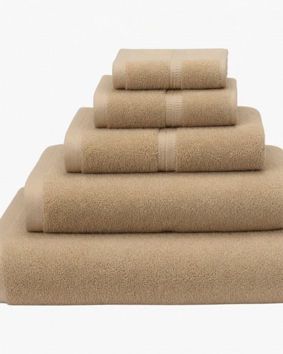 Organic 6-Piece Tan Cotton Bath Towel Set
