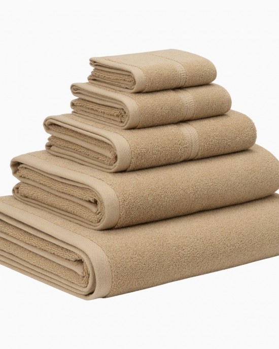 Organic 6-Piece Tan Cotton Bath Towel Set
