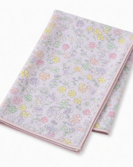 Pastel Flower Collection Hand Towel & Zipper Charm Set