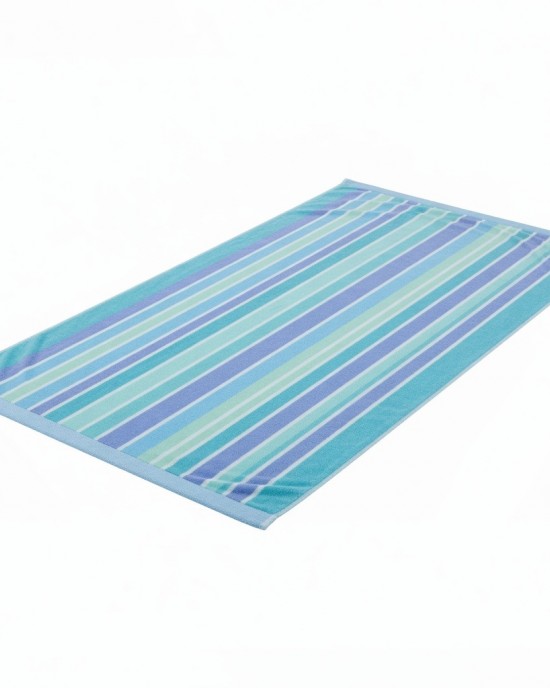 Cotton Blend Blend Beach Towel 72 x 38 in Cool Veriegated Stripe